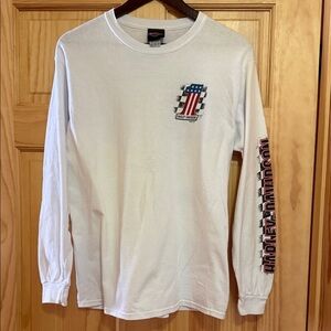 Harley-Davidson White Long Sleeve Tee with Flag Graphic